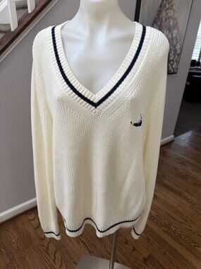 Pearls & Camo Coastal Clothing Embroidered Cotton Sweater White Size XL